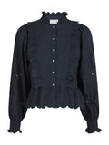 Petrine Embroidery Blouse - Navy