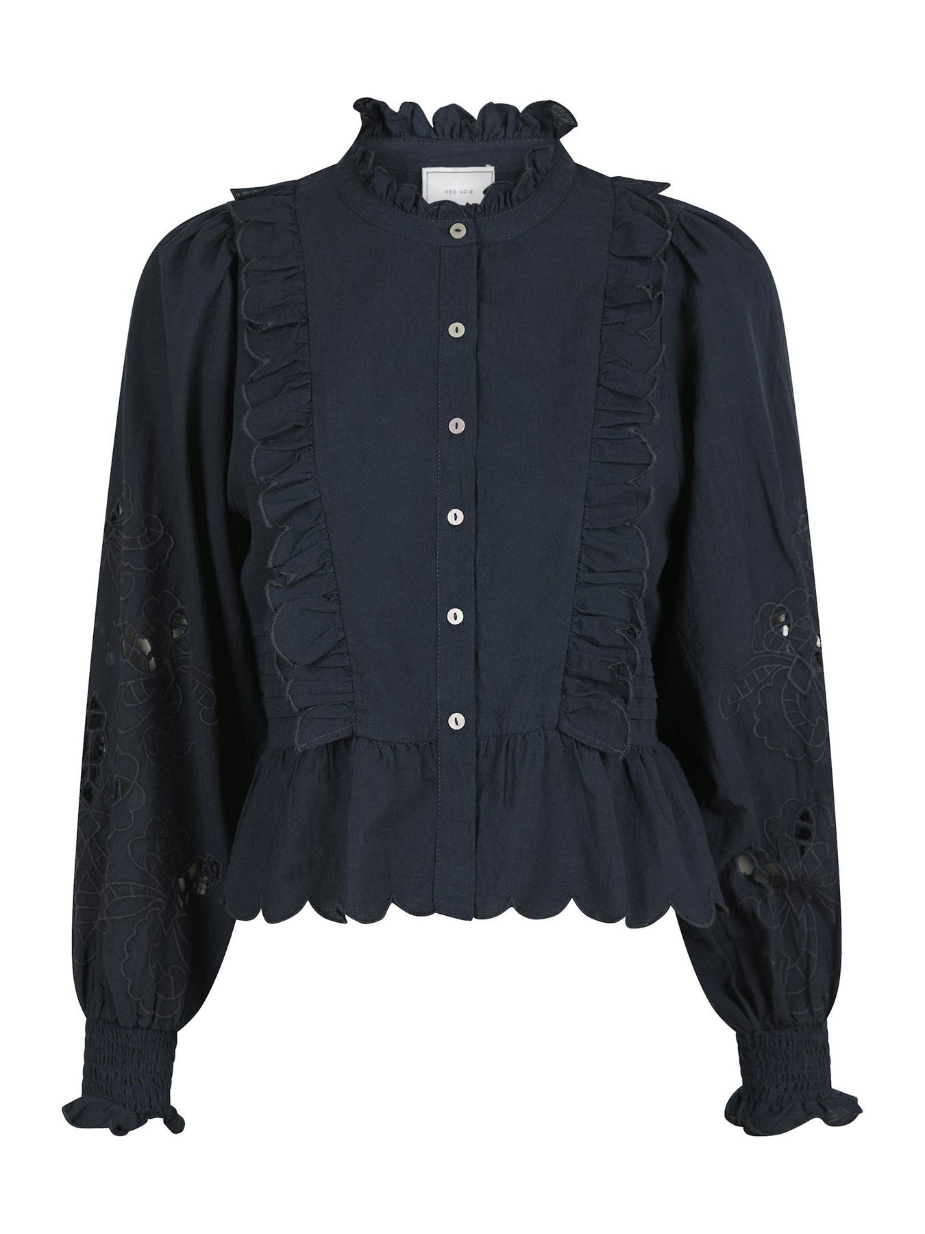 Petrine Embroidery Blouse - Navy