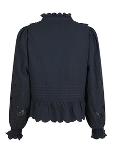 Petrine Embroidery Blouse - Navy