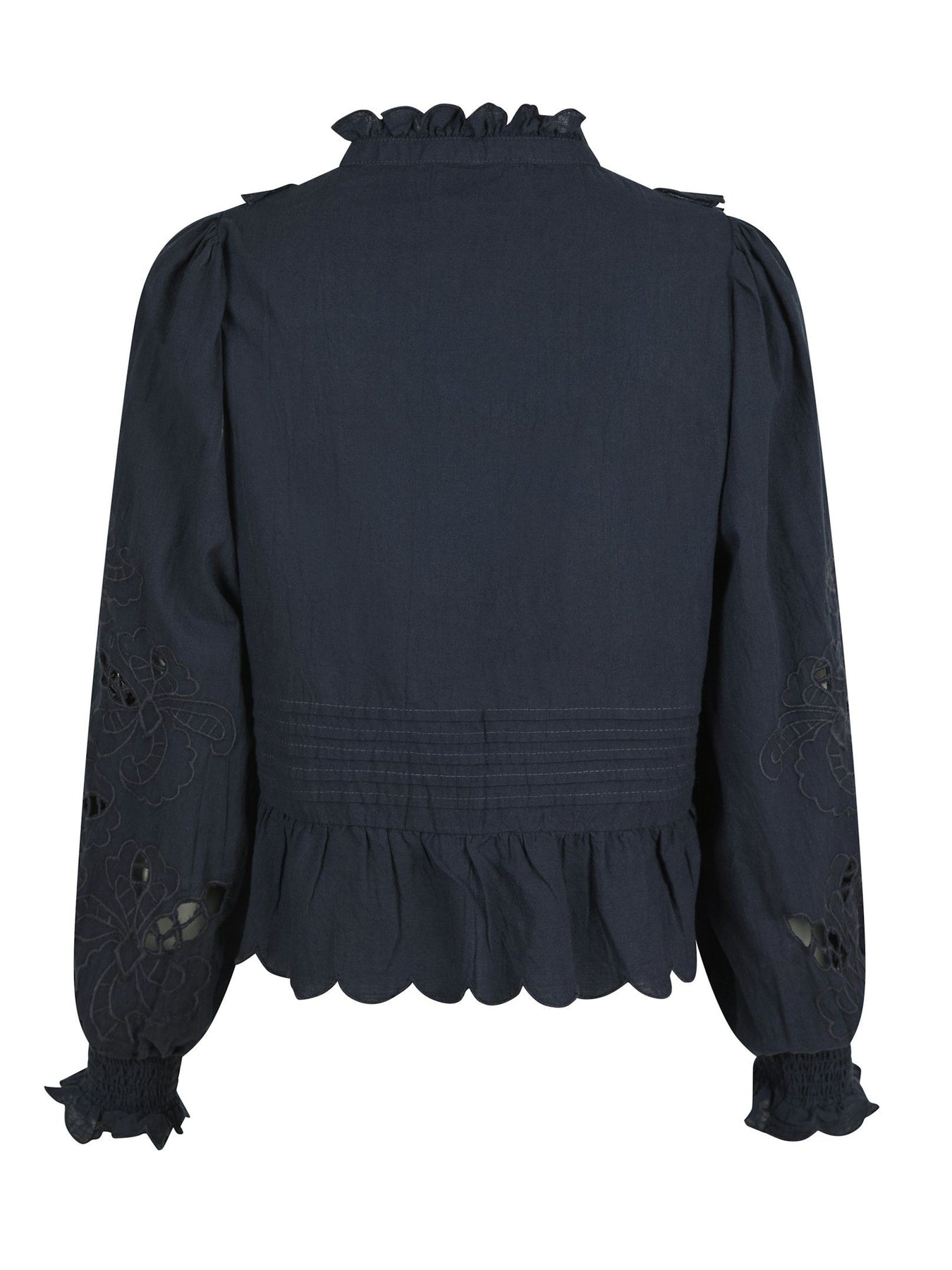 Petrine Embroidery Blouse - Navy