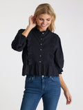 Petrine Embroidery Blouse - Navy