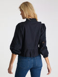 Petrine Embroidery Blouse - Navy