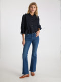 Petrine Embroidery Blouse - Navy