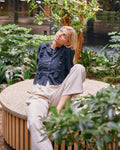 Petrine Embroidery Blouse - Navy