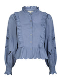 Petrine Embroidery Blus - Dusty Blue