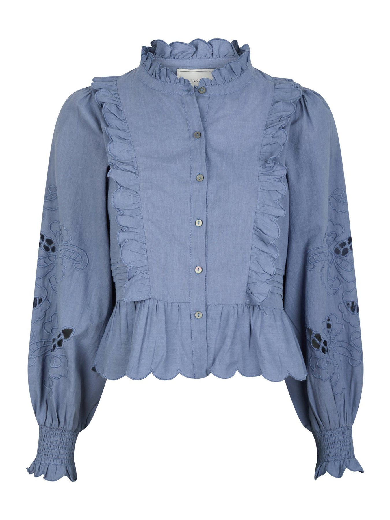 Petrine Embroidery Blus - Dusty Blue