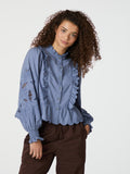 Petrine Embroidery Blus - Dusty Blue