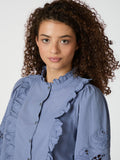 Petrine Embroidery Blus - Dusty Blue