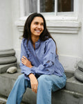 Petrine Embroidery Blus - Dusty Blue