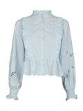 Petrine Embroidery Blus - Light Blue