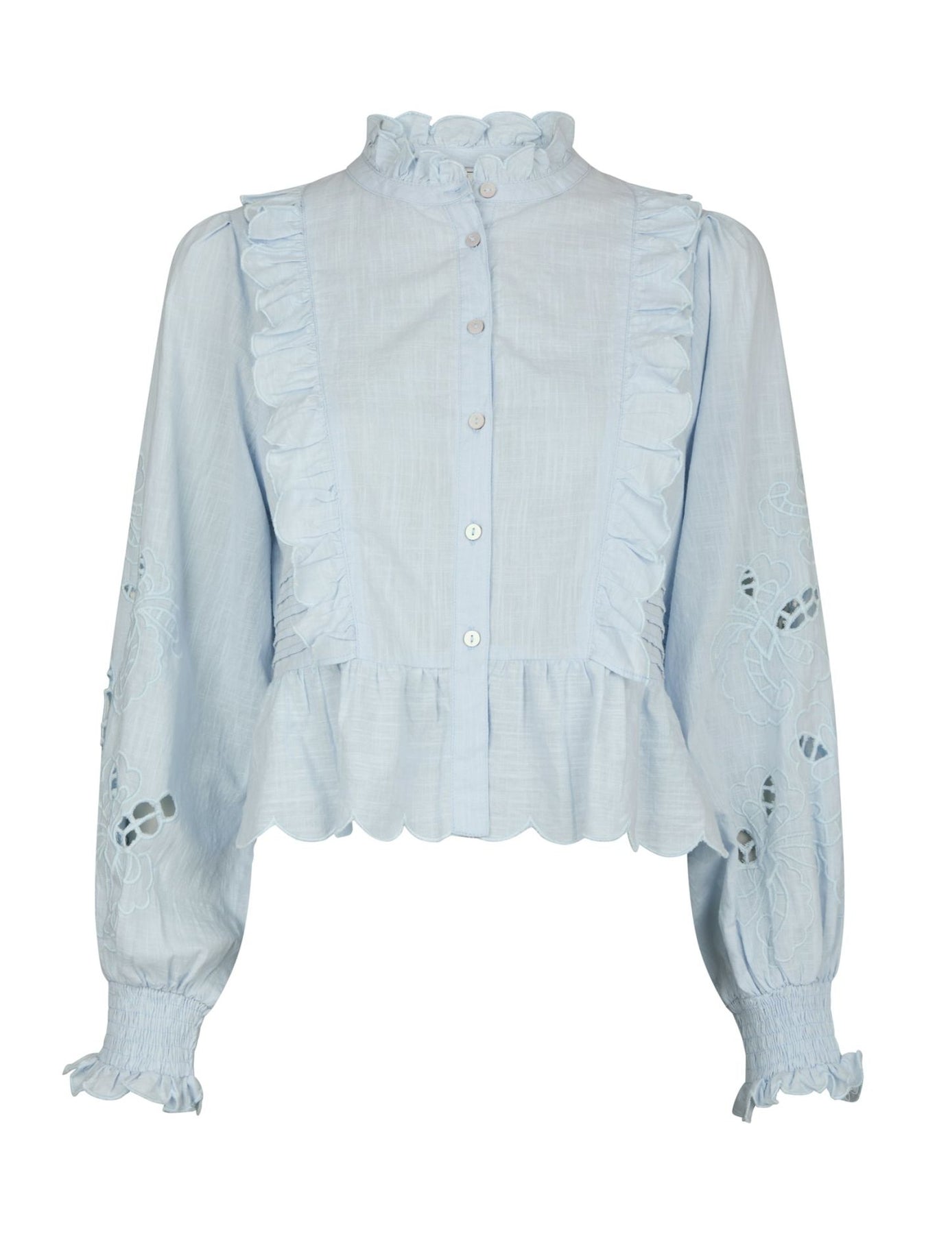 Petrine Embroidery Blus - Light Blue