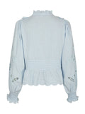 Petrine Embroidery Blus - Light Blue