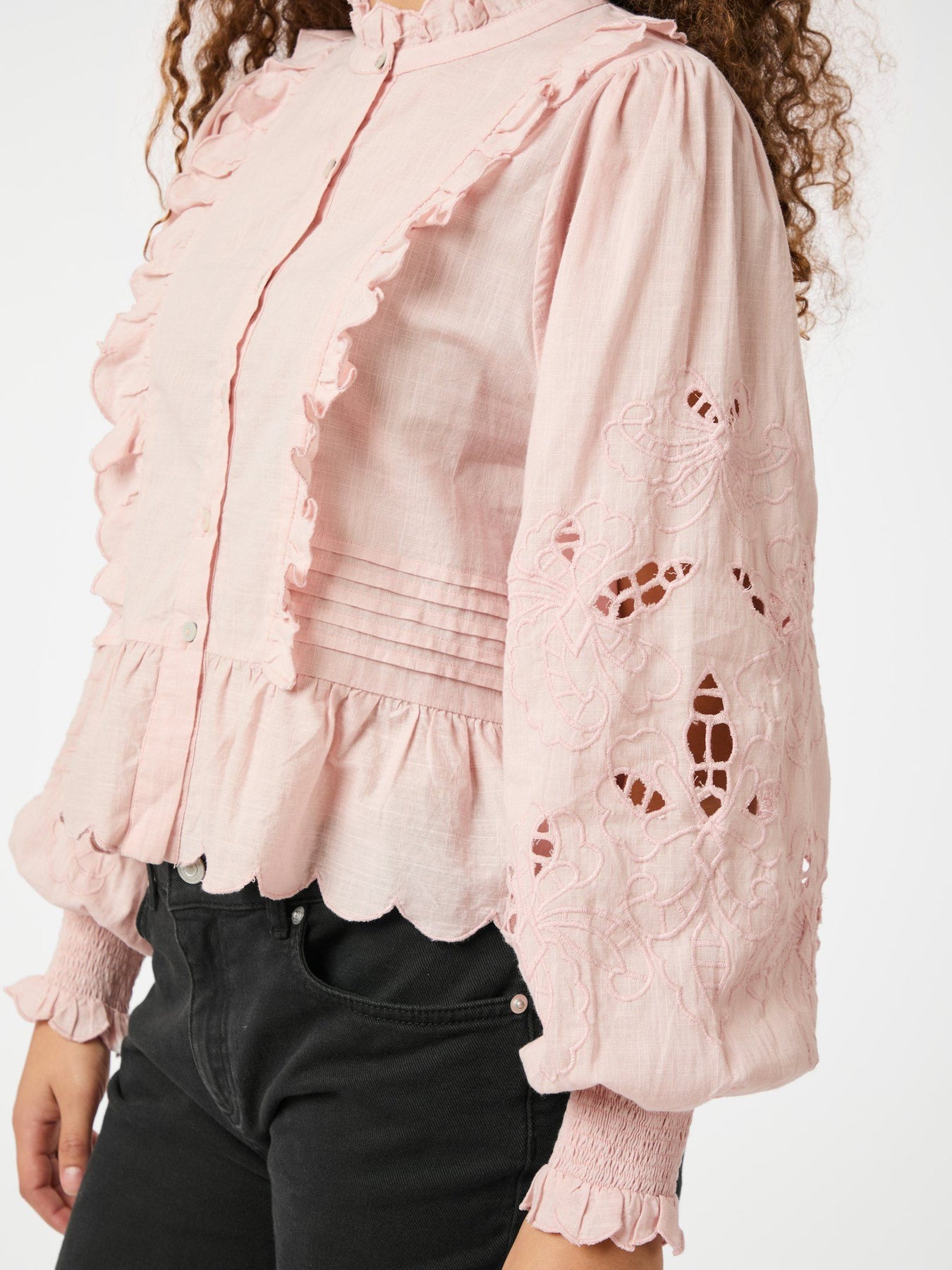 Petrine Embroidery Blouse - Rosa
