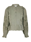 Petrine Embroidery Blus - Smoke Green
