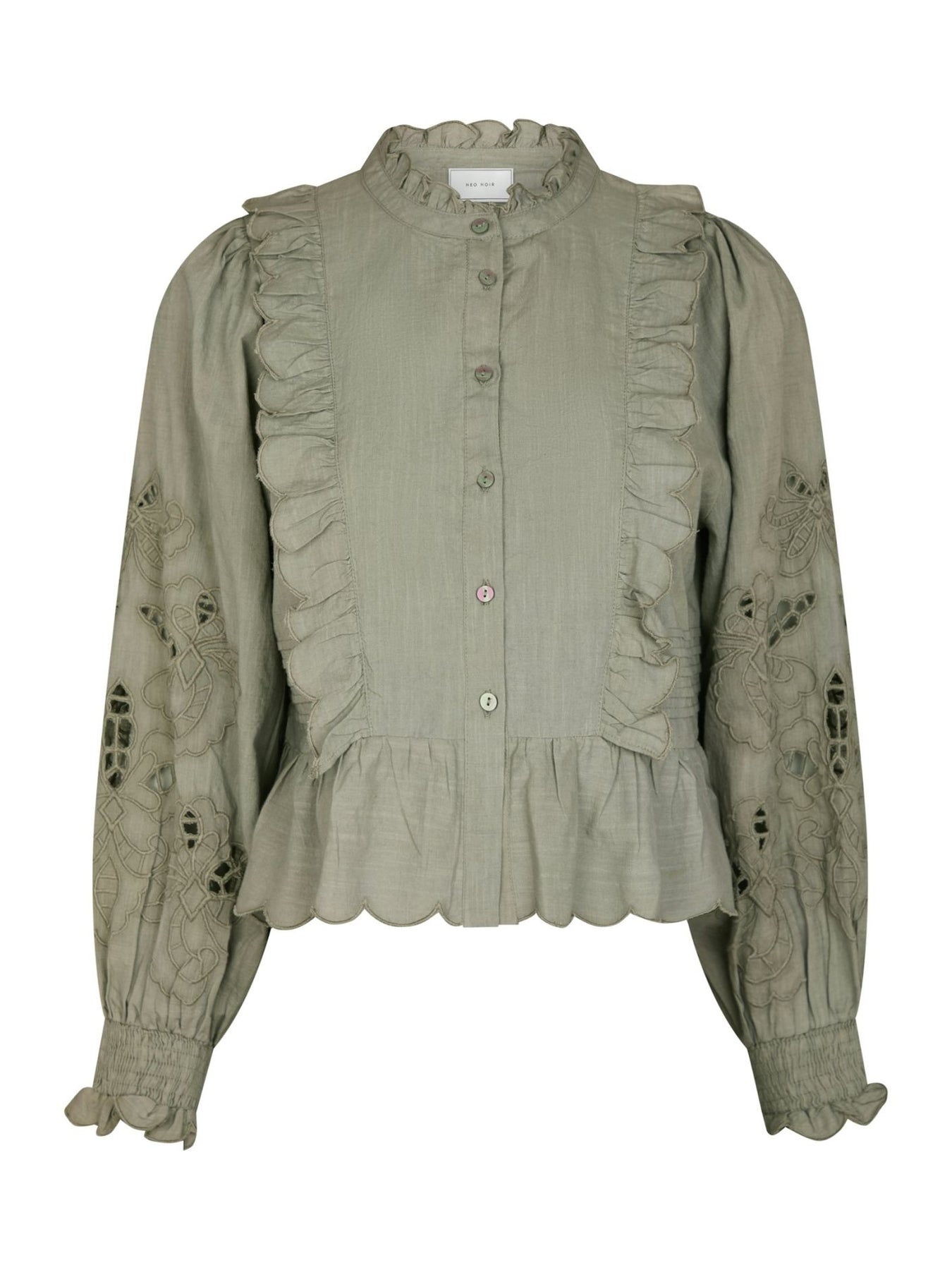 Petrine Embroidery Blus - Smoke Green