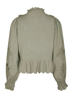 Petrine Embroidery Blouse - Smoke Green