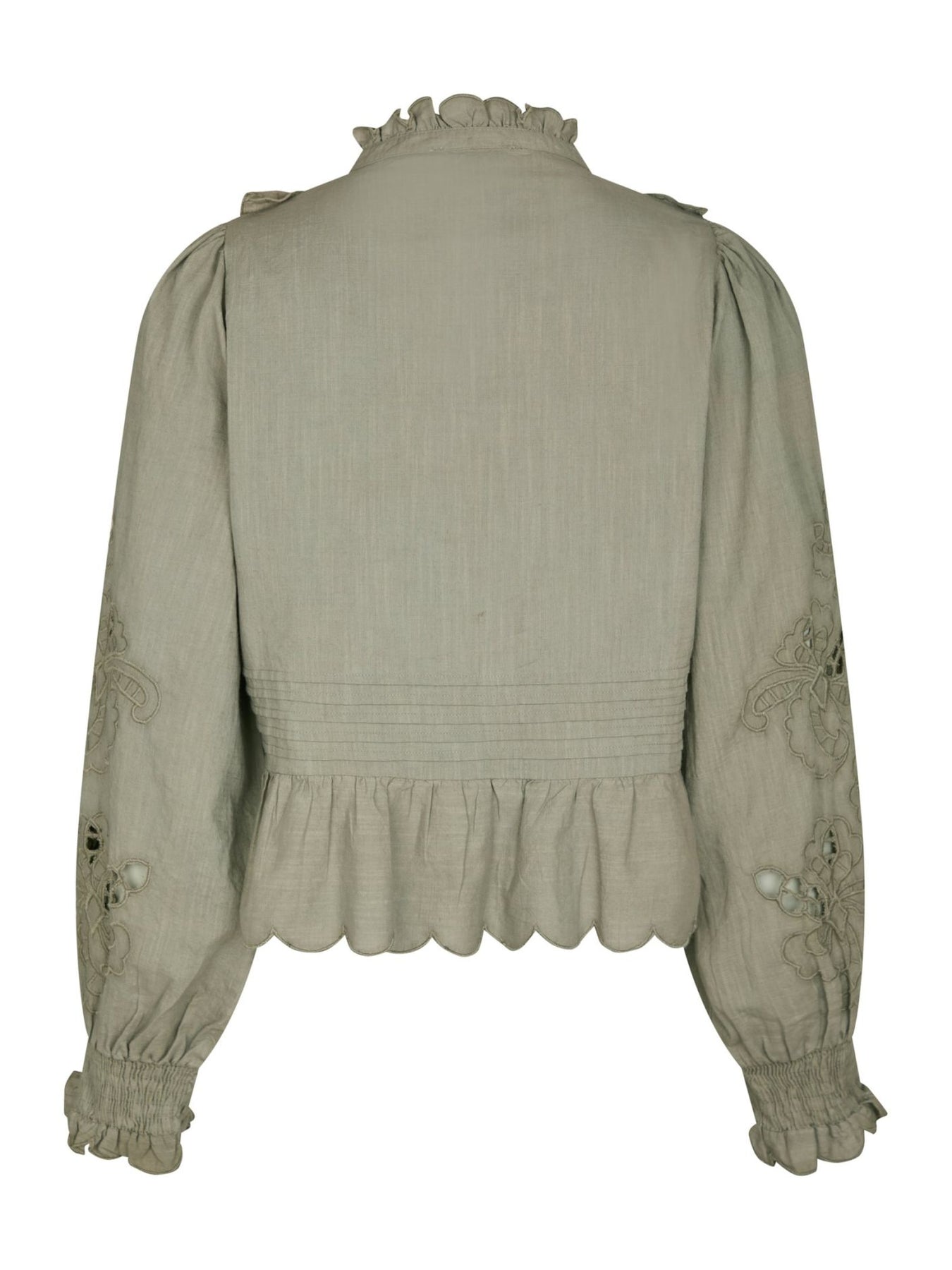 Petrine Embroidery Blus - Smoke Green