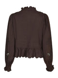 Petrine Embroidery Blouse - Dark Brown
