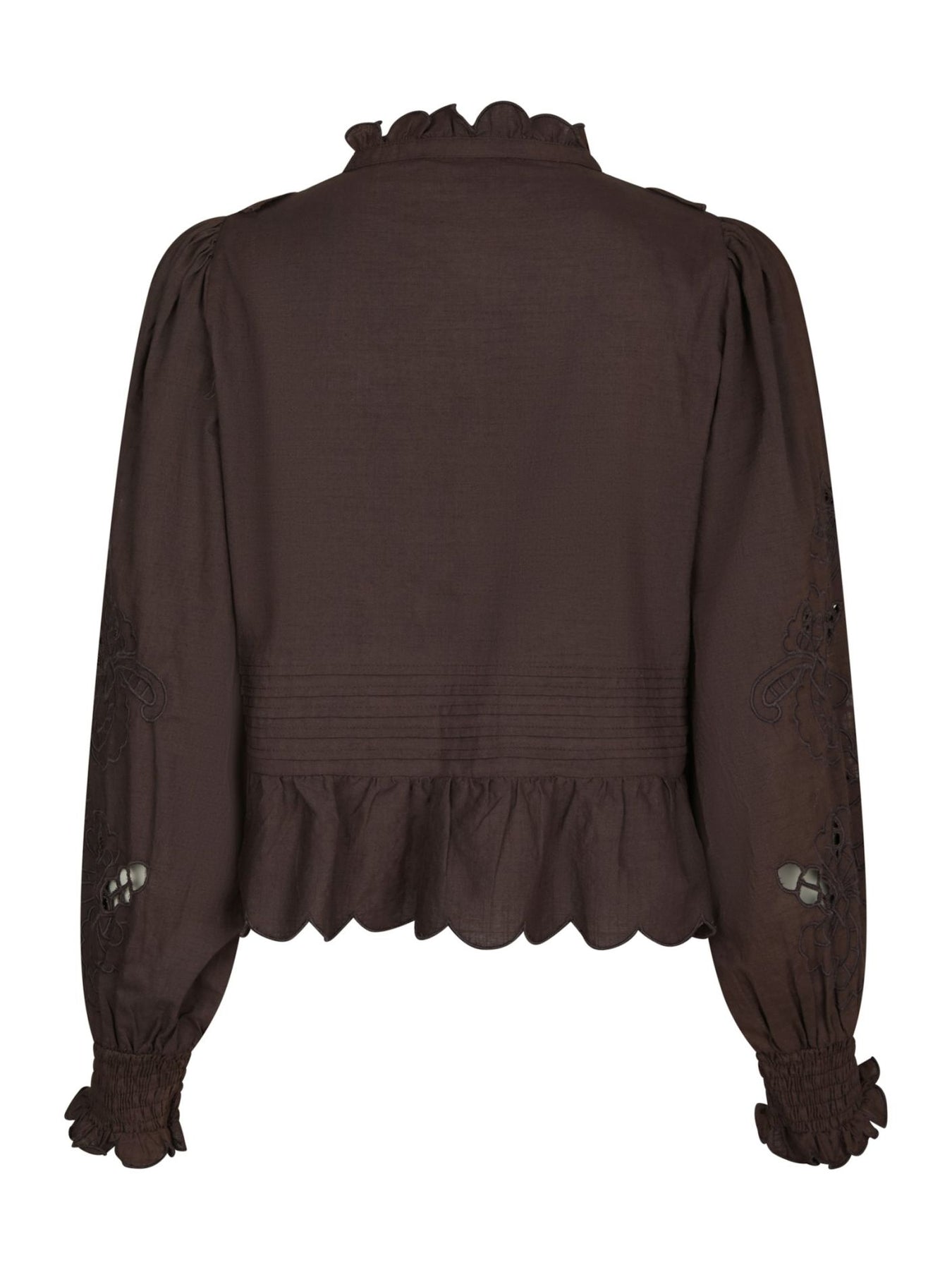Petrine Embroidery Blouse - Dark Brown