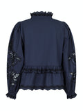 Kimmo Embroidery Blouse - Navy