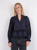Kimmo Embroidery Blouse - Navy