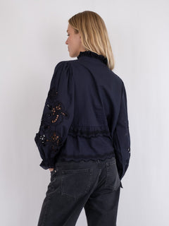 Kimmo Embroidery Blouse - Navy
