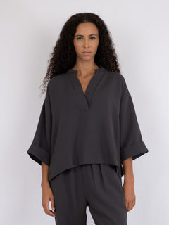 Luma Crepe Blouse - Steel Grey