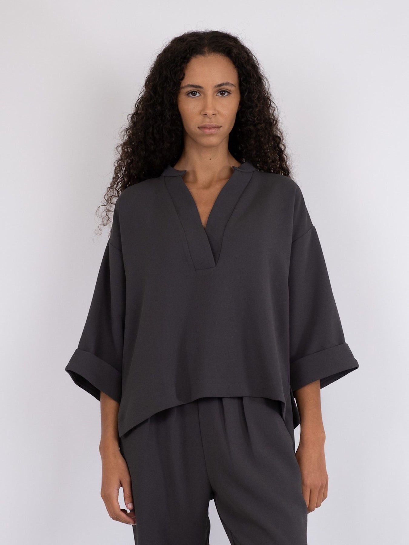 Luma Crepe Blouse - Steel Grey
