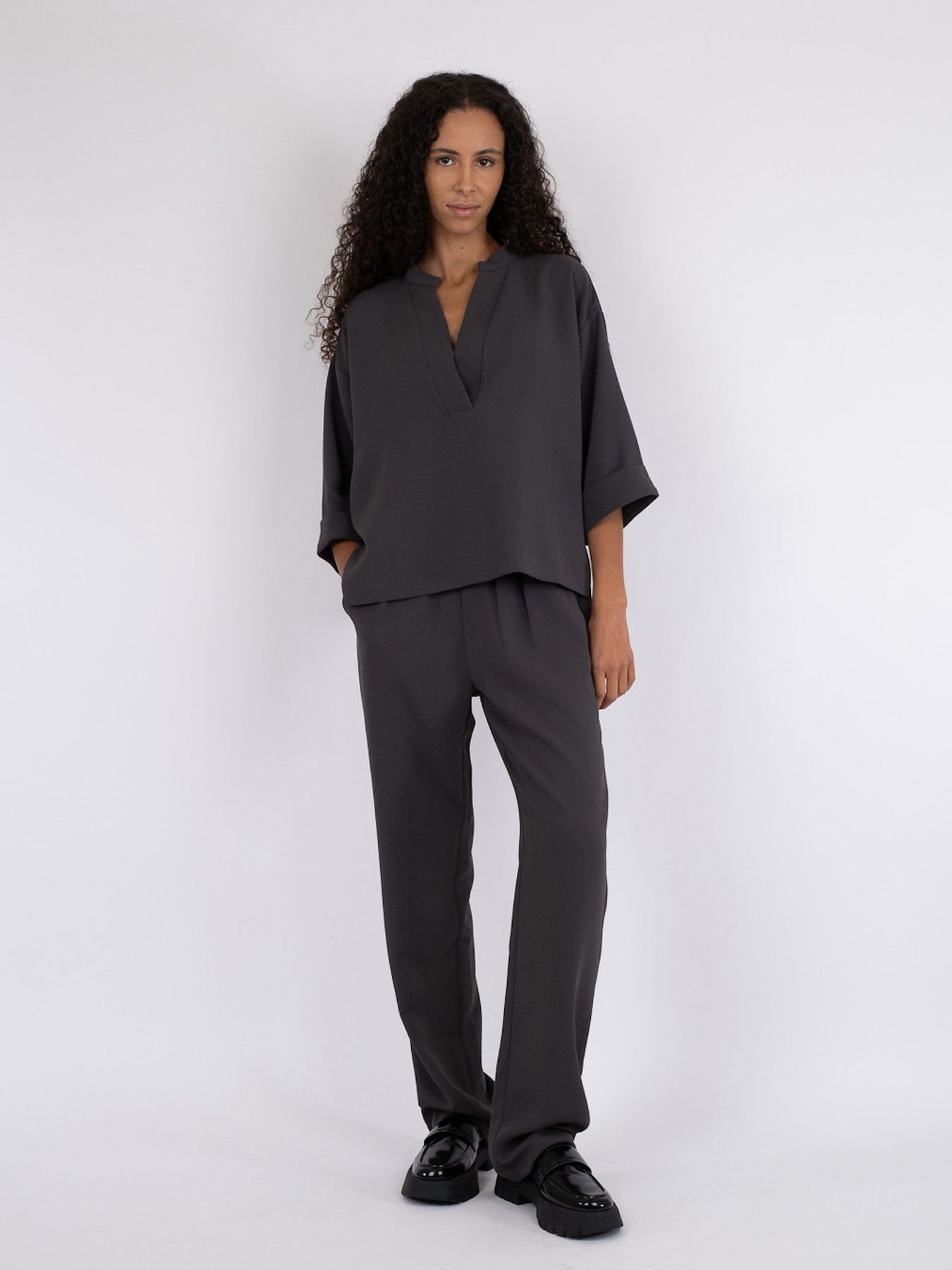 Luma Crepe Blouse - Steel Grey