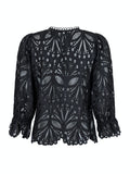 Adela Embroidery Blouse - Black