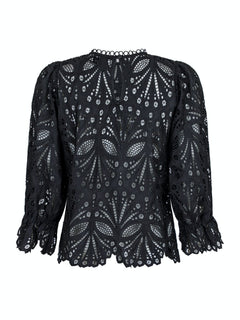Adela Embroidery Blouse - Black