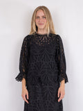Adela Embroidery Blouse - Black