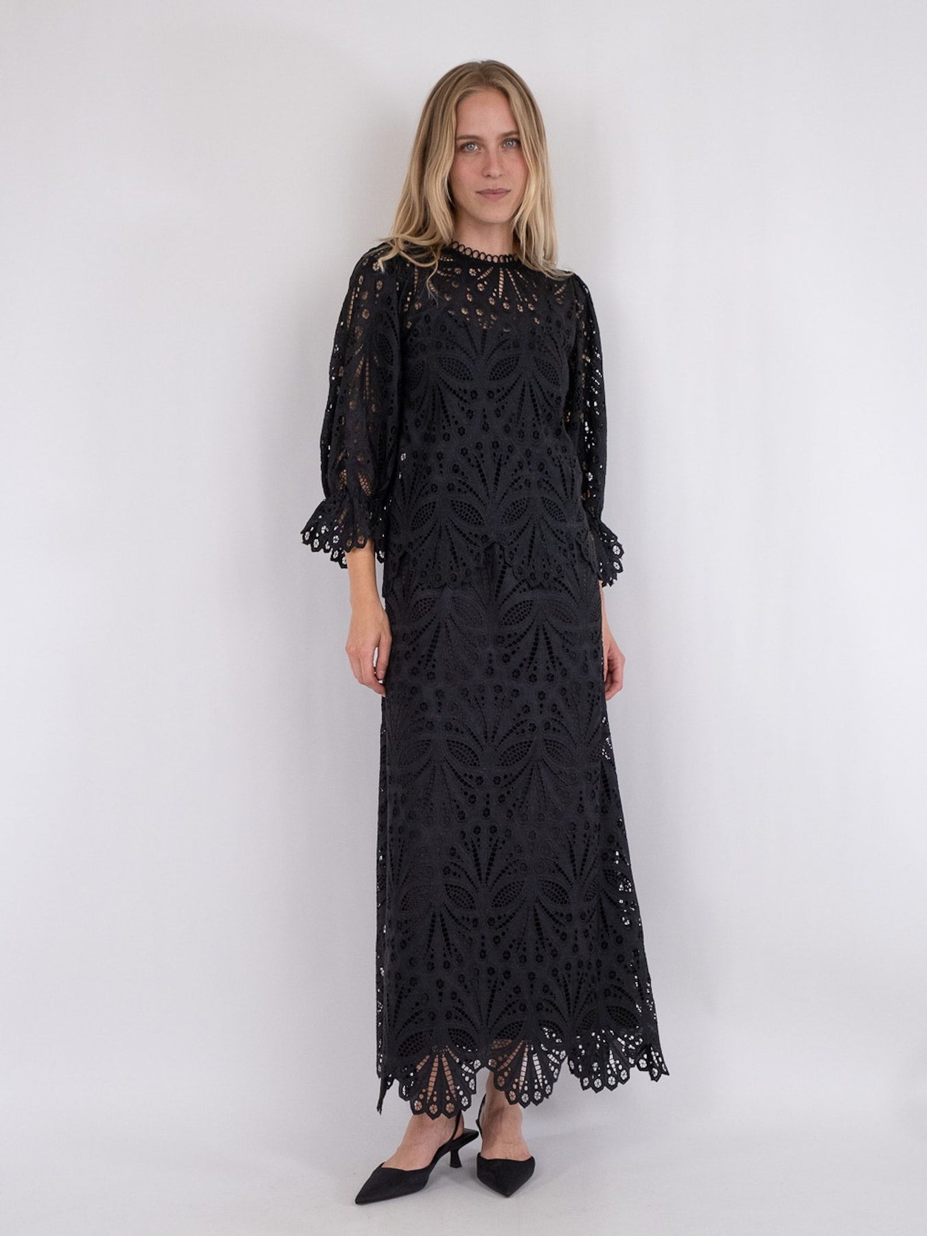 Adela Embroidery Blouse - Black