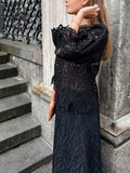 Adela Embroidery Blouse - Black