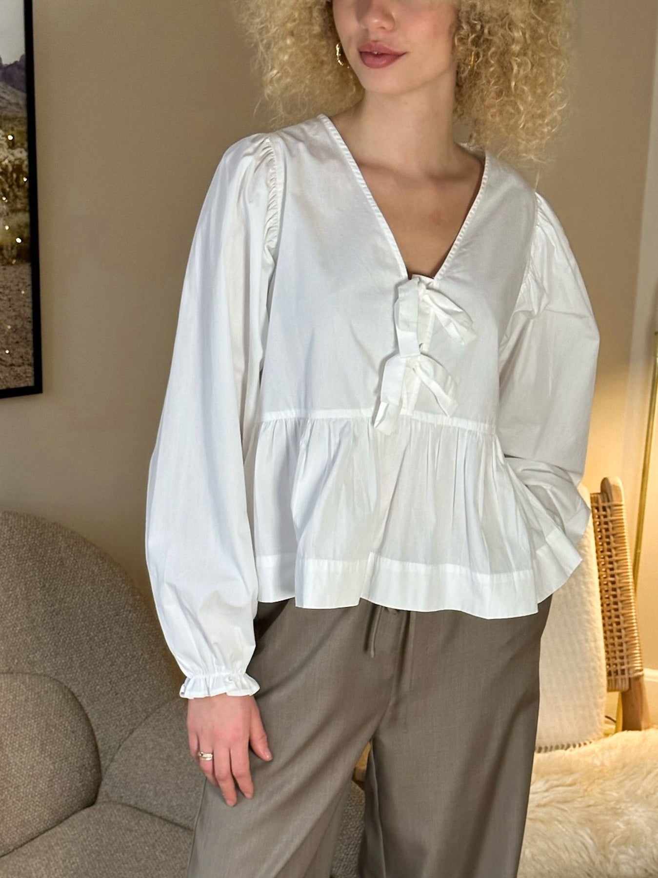 Bessie C Poplin Blouse - White