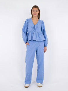 Bessie C Poplin Blouse - Light Blue