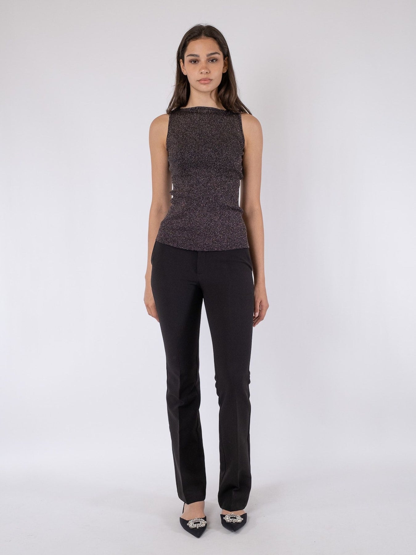 Talia Glitter Knit Top - Black