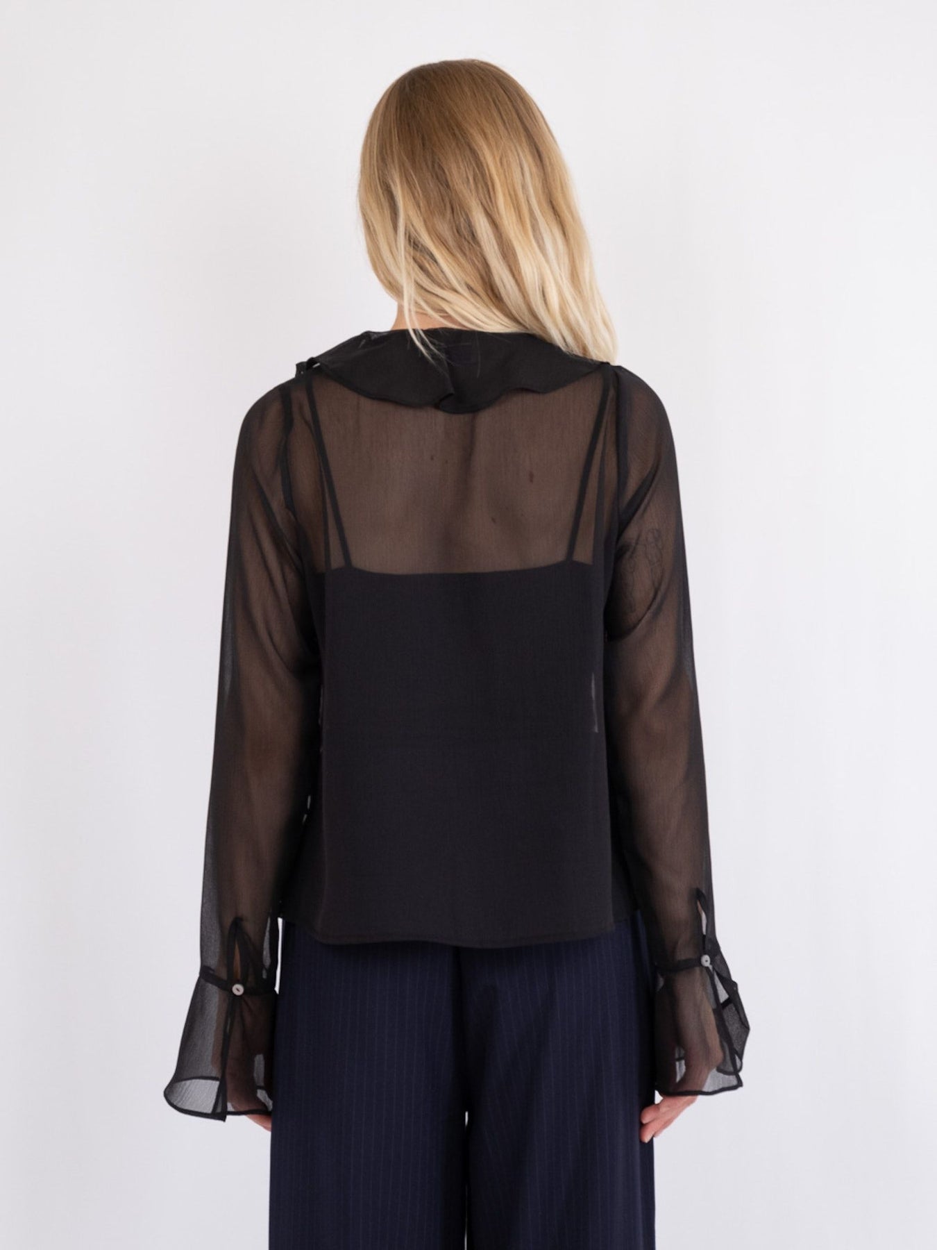 Anika Frill Blouse - Black
