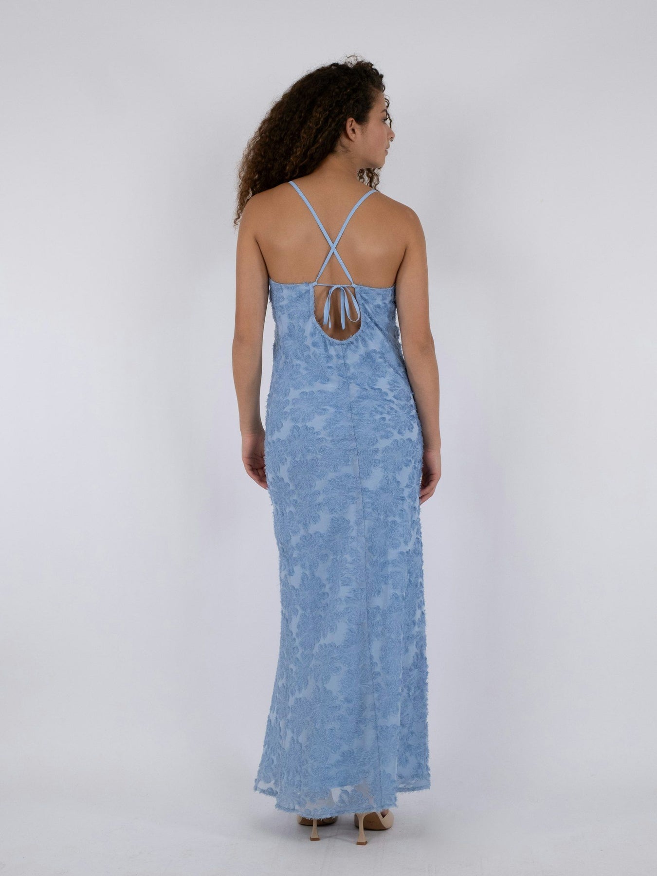 Clia Fringe Dress - Sky Blue
