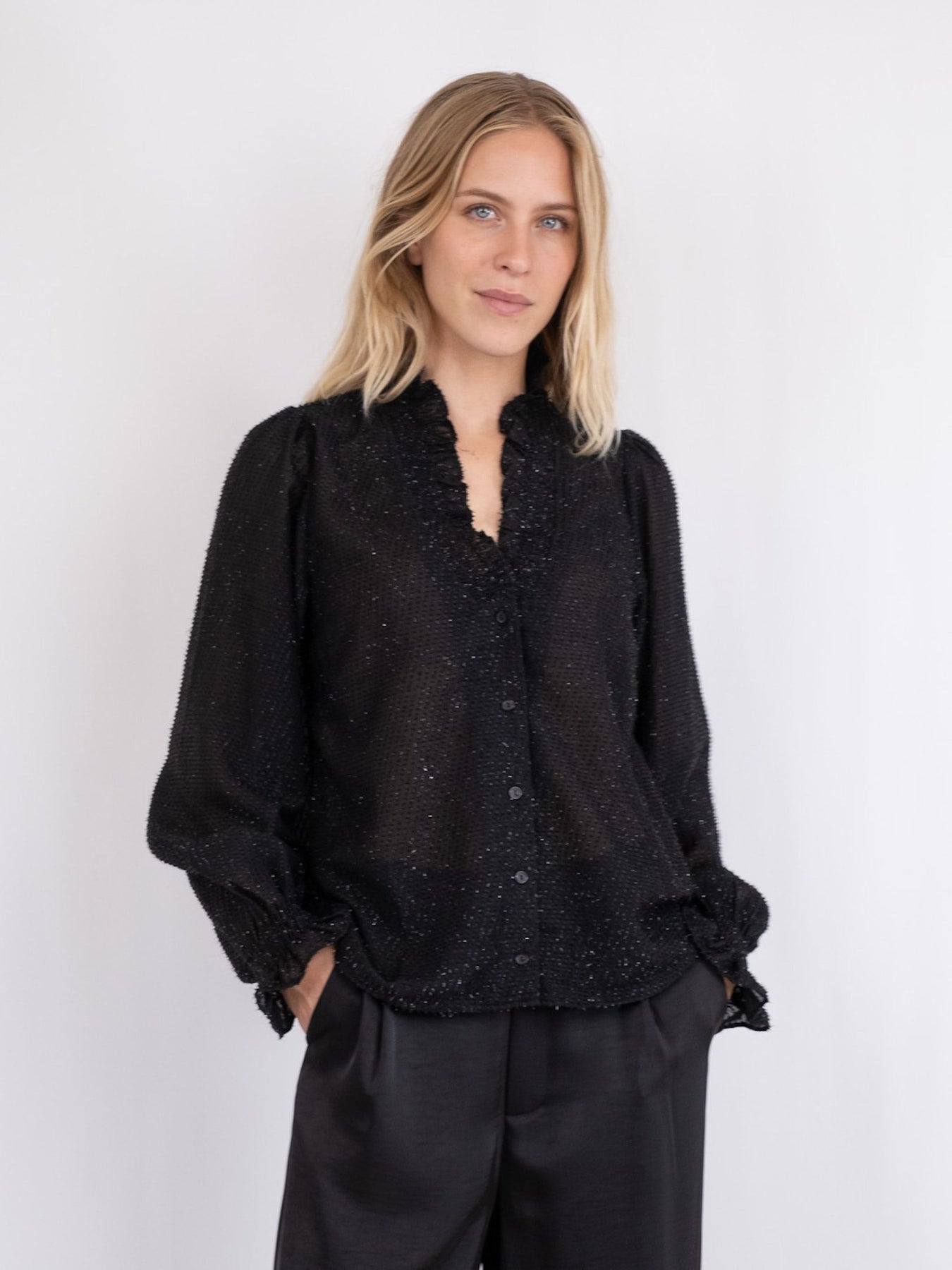 Brielle Glitter Blouse - Black