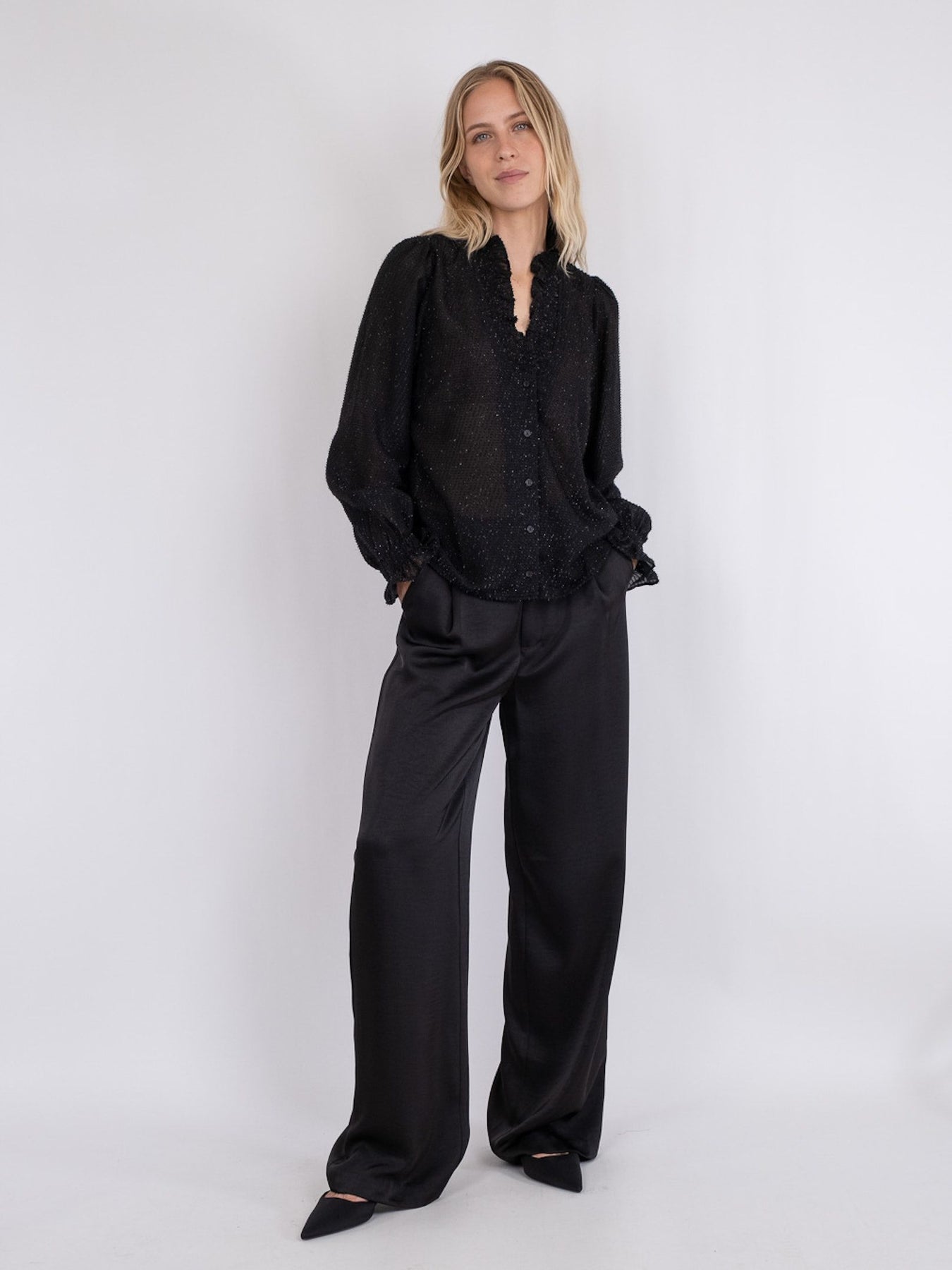 Brielle Glitter Blouse - Black