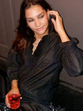 Brielle Glitter Blouse - Black