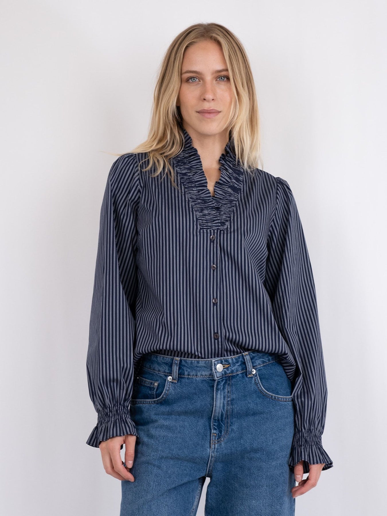 Brielle Multi Stripe Shirt - Dark Navy