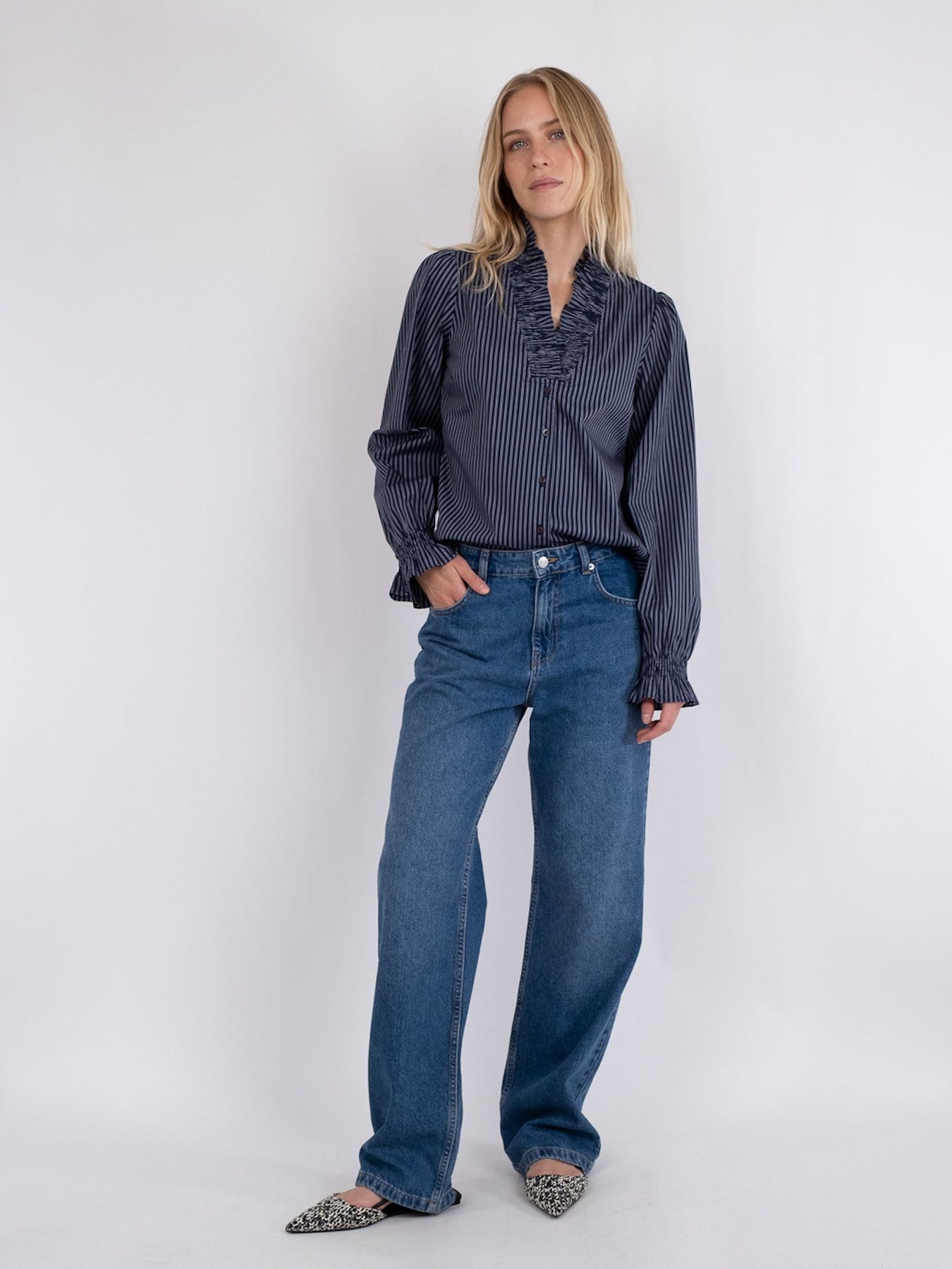 Brielle Multi Stripe Shirt - Dark Navy