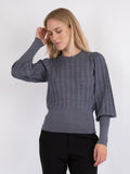 Dary Glitter Knit Blouse - Steel Grey