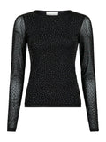 Basira Stone Mesh Blouse - Black