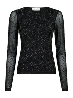 Basira Stone Mesh Blouse - Black