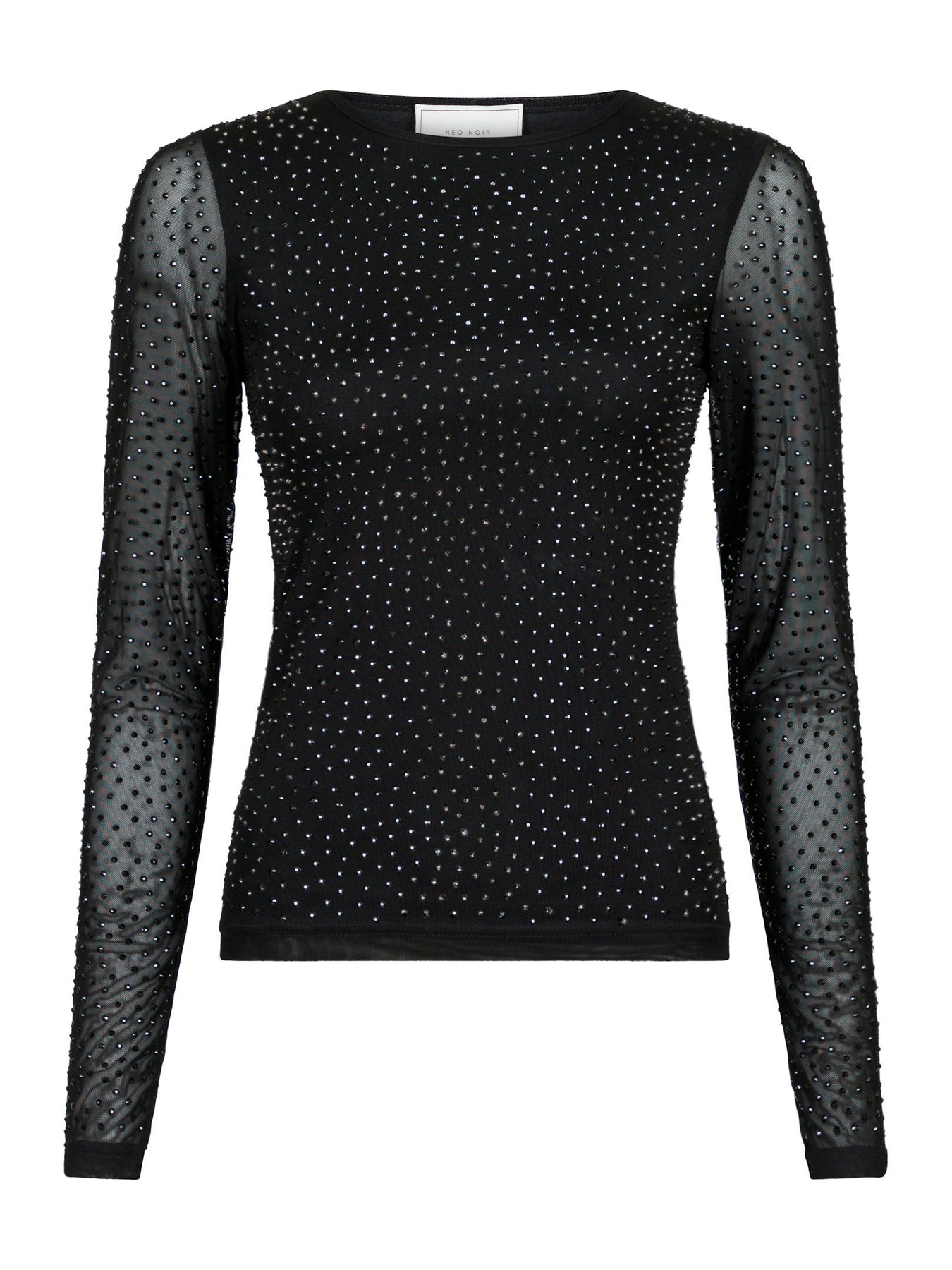 Basira Stone Mesh Blouse - Black