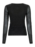 Basira Stone Mesh Blouse - Black