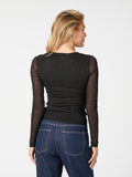 Basira Stone Mesh Blouse - Black